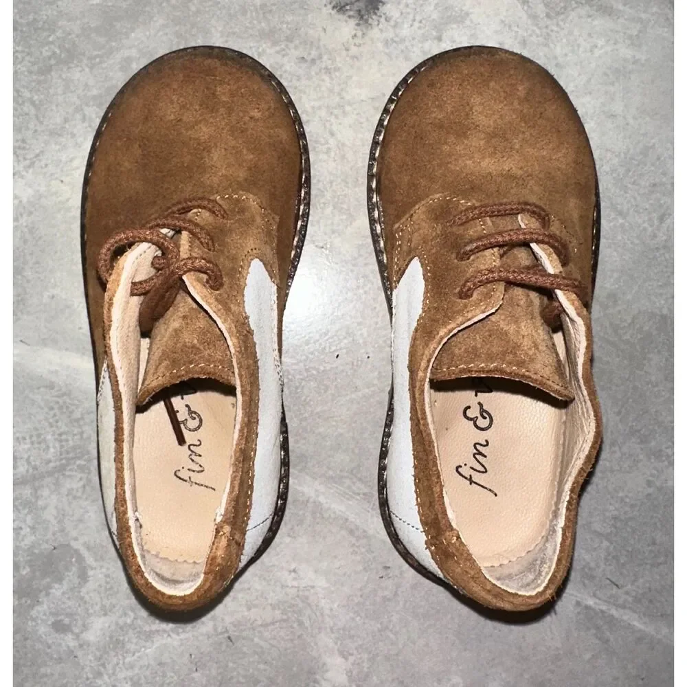 Fin & Vince Suede Retro Saddle Oxford Shoe, Cognac/ Pastel, Size 7 US‎ & Euro 23